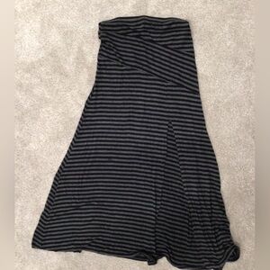 Black stripe maxi skirt with slit